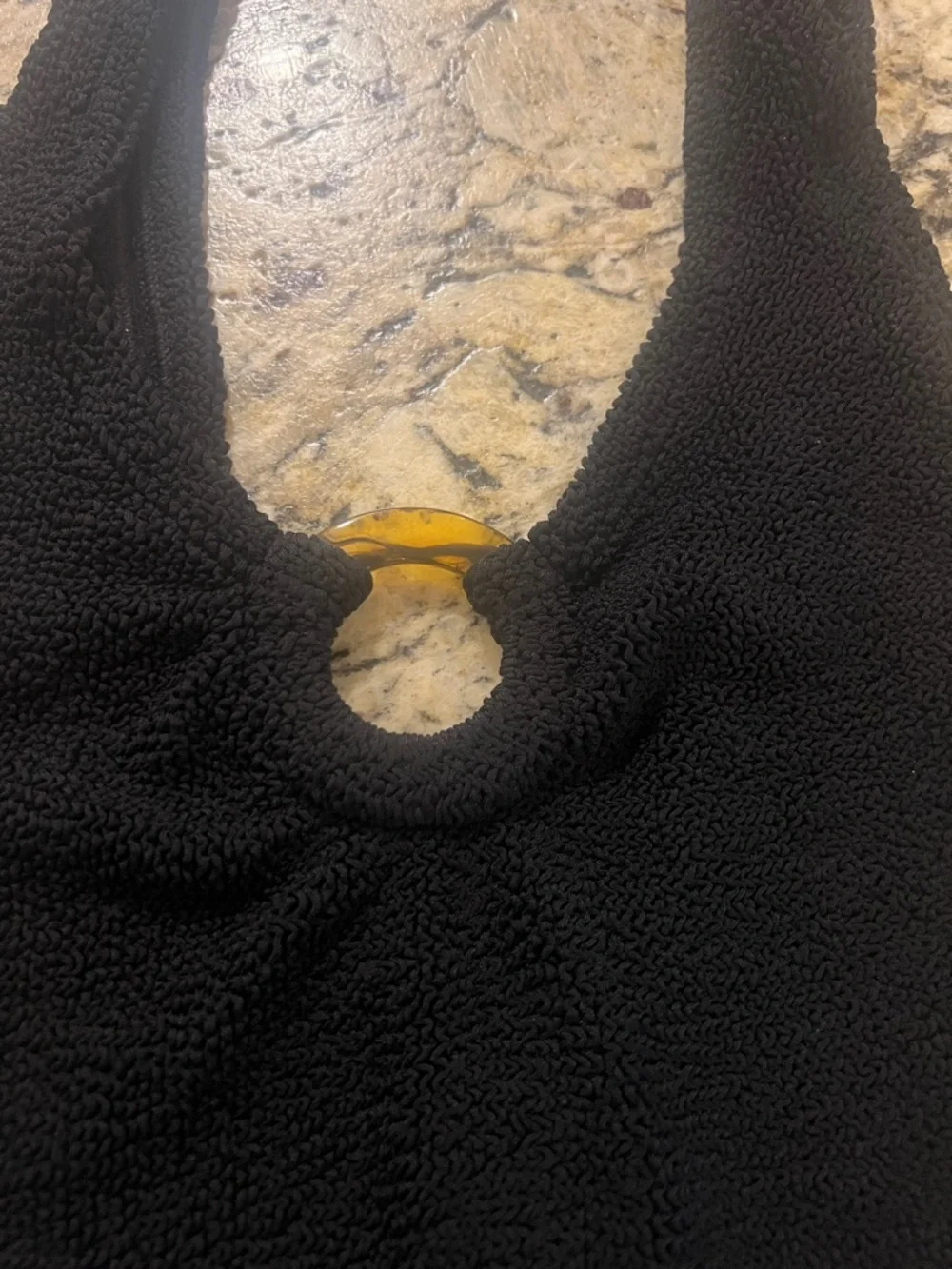 Hunza G Black Celine Swimsuit One Piece One Size Crinkle Loop Swimwear Noir NWOT - Picture 5 of 9